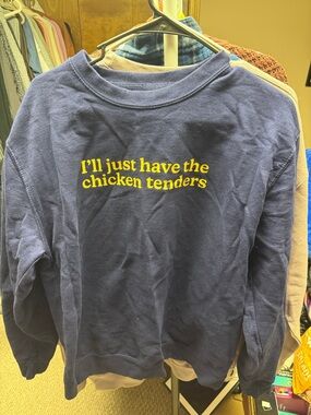 Navy Graphic Sweatshirt - "I'll just have the chicken tenders"